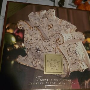 Lenox Florentine And Pearl Jeweled Sleigh Candy Dish / Cookie Jar Brand New!!!